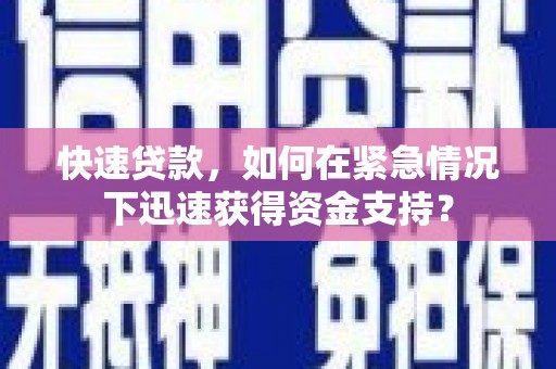 凌河快速贷款，如何在紧急情况下迅速获得资金支持？