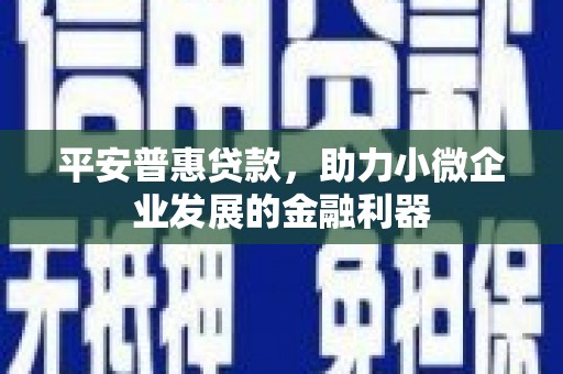 凌河平安普惠贷款，助力小微企业发展的金融利器